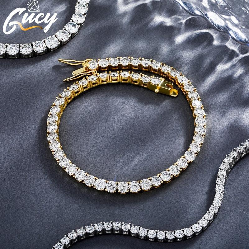 GUCY Women's 925 Sterling Silver Bracelets | 3MM-5MM | Moissanite Diamond Wedding Party Bracelet